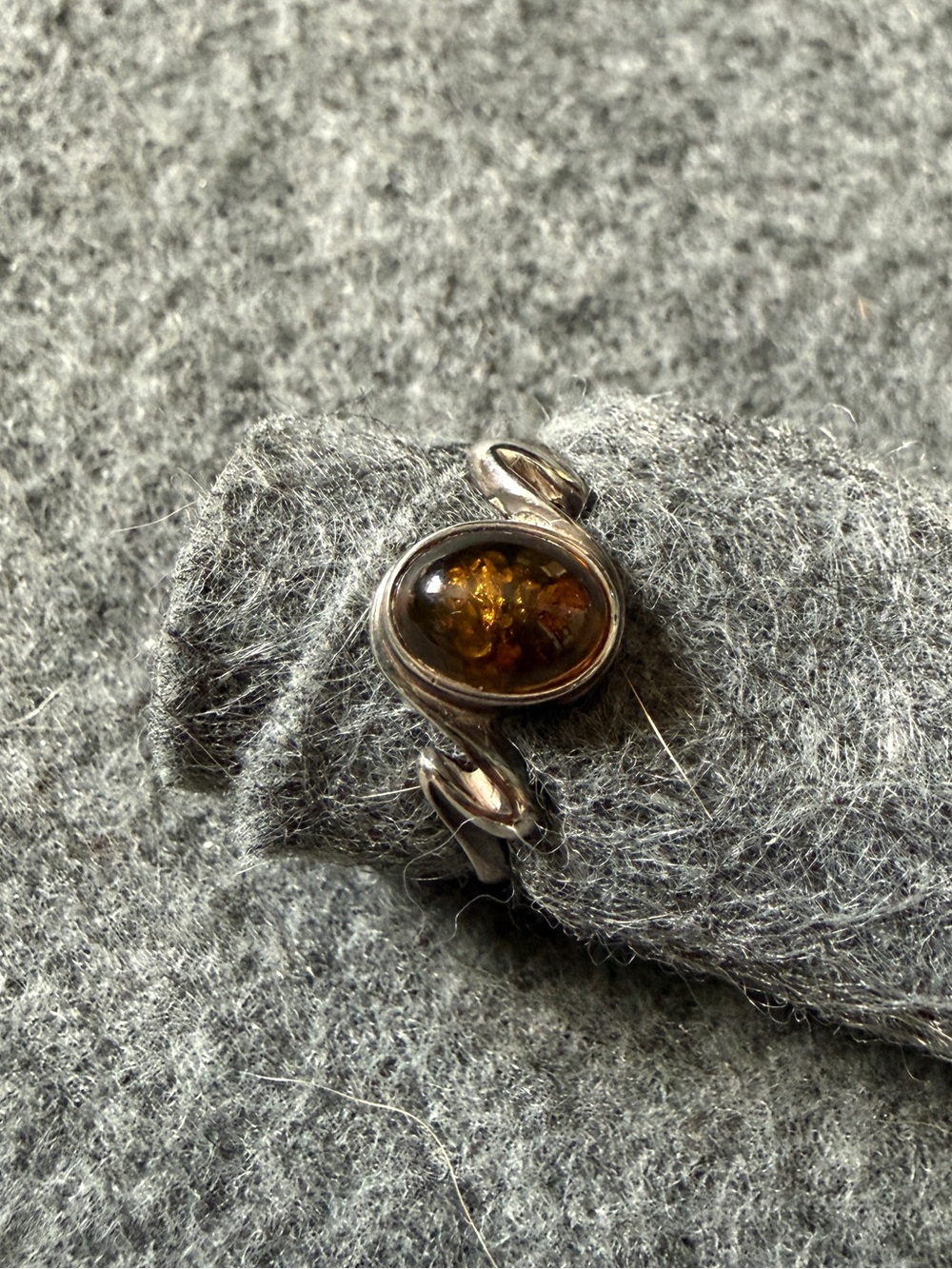 Sterling Silver Amber Ring